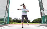 29 August 2020; Niamh Fogarty of Raheny Shamrock AC, Dublin,  on her way to winning the Women's Discus event during day three of the Irish Life Health National Senior and U23 Athletics Championships at Morton Stadium in Santry, Dublin. Photo by Sam Barnes/Sportsfile