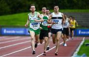 29 August 2020; Kieran Kelly of Raheny Shamrock AC, Dublin, left, and Louis O'Loughlin of Donore Harriers, Dublin, competing in the heats of the Men's 800m event during day three of the Irish Life Health National Senior and U23 Athletics Championships at Morton Stadium in Santry, Dublin. Photo by Sam Barnes/Sportsfile