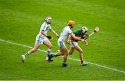 29 August 2020; Pat Lyng of Rower Inistioge in action against Colin Fennelly, centre, and TJ Reid of Ballyhale Shamrocks during the Kilkenny County Senior Hurling Championship Round 1 match between Ballyhale Shamrocks and Rower Inistioge at UPMC Nowlan Park in Kilkenny. Photo by Seb Daly/Sportsfile
