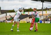 29 August 2020; TJ Reid of Ballyhale Shamrocks, left, and James Logue of Rower Inistioge following the Kilkenny County Senior Hurling Championship Round 1 match between Ballyhale Shamrocks and Rower Inistioge at UPMC Nowlan Park in Kilkenny. Photo by Seb Daly/Sportsfile