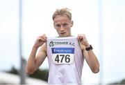 29 August 2020; Callum Wilkinson of Togher AC, Cork, celebrates after winning the Men's 10000m Walk event during day three of the Irish Life Health National Senior and U23 Athletics Championships at Morton Stadium in Santry, Dublin. Photo by Sam Barnes/Sportsfile
