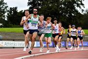 29 August 2020; Mick Clohisey of Raheny Shamrocks AC, Dublin, leads the field whilst competing in the Men's 10000m event during day three of the Irish Life Health National Senior and U23 Athletics Championships at Morton Stadium in Santry, Dublin. Photo by Sam Barnes/Sportsfile