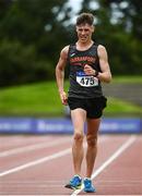 29 August 2020; David Kenny of Farranfore Maine Valley AC, Kerry, crosses the line to finish second in the Men's 10000m Walk event during day three of the Irish Life Health National Senior and U23 Athletics Championships at Morton Stadium in Santry, Dublin. Photo by Sam Barnes/Sportsfile