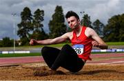 29 August 2020; Caolan O'Callaghan of Tír Chonaill AC, Donegal, competing in the Men's Triple Jump event during day three of the Irish Life Health National Senior and U23 Athletics Championships at Morton Stadium in Santry, Dublin. Photo by Sam Barnes/Sportsfile