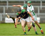 29 August 2020; Tom Spain of Kilcormac-Killoughey in action against David Connolly and Kevin Connolly of Coolderry during the Offaly County Senior Hurling Championship Group 1 Round 3 match between Kilcormac-Killoughey and Coolderry at St Brendan's Park in Birr, Offaly. Photo by Matt Browne/Sportsfile