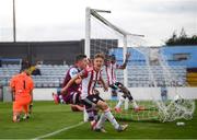 29 August 2020; Ciaron Harkin of Derry City celebrates after scoring his side's first goal during the Extra.ie FAI Cup Second Round match between Drogheda United and Derry City at United Park in Drogheda, Louth. Photo by Stephen McCarthy/Sportsfile