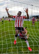 29 August 2020; Ibrahim Meite of Derry City celebrates his side's opening goal scored by team-mate Ciaron Harkin, not pictured, during the Extra.ie FAI Cup Second Round match between Drogheda United and Derry City at United Park in Drogheda, Louth. Photo by Stephen McCarthy/Sportsfile