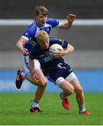 29 August 2020; Diarmuid McLoughlin of St Jude's in action against Adam Fearon of Skerries Harps during the Dublin County Senior Football Championship Quarter-Final match between St Jude's and Skerries Harps at Parnell Park in Dublin. Photo by Piaras Ó Mídheach/Sportsfile
