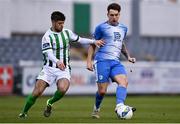 29 August 2020; Mark Russell of Finn Harps in action against Seán McEvoy of Bray Wanderers during the Extra.ie FAI Cup Second Round match between Bray Wanderers and Finn Harps at Carlisle Grounds in Bray, Wicklow. Photo by Harry Murphy/Sportsfile