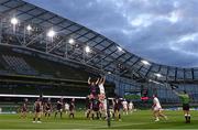 29 August 2020; Ross Molony of Leinster and Kieran Treadwell of Ulster contest a lineout during the Guinness PRO14 Round 15 match between Ulster and Leinster at the Aviva Stadium in Dublin. Photo by Ramsey Cardy/Sportsfile