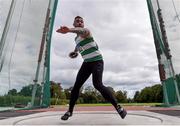 29 August 2020; Michael Healy of Youghal AC, Cork, on his way to finishing third in the Men's Discus event during day three of the Irish Life Health National Senior and U23 Athletics Championships at Morton Stadium in Santry, Dublin. Photo by Sam Barnes/Sportsfile