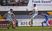 29 August 2020; Alex Kolger of Finn Harps heads to score his side's second goal despite the attempts of Killian Cantwell of Bray Wanderers during the Extra.ie FAI Cup Second Round match between Bray Wanderers and Finn Harps at Carlisle Grounds in Bray, Wicklow. Photo by Harry Murphy/Sportsfile