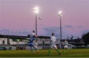 29 August 2020; A general view of Alex Kolger of Finn Harps in action against Killian Cantwell of Bray Wanderers during the Extra.ie FAI Cup Second Round match between Bray Wanderers and Finn Harps at Carlisle Grounds in Bray, Wicklow. Photo by Harry Murphy/Sportsfile