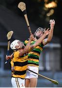 29 August 2020; Robert Downey of Glen Rovers is tackled by Shane Forde of Na Piarsaigh during the Cork County Senior Hurling Championship Group C Round 3 match between Glen Rovers and Na Piarsaigh at Pairc Ui Rinn in Cork. Photo by Eóin Noonan/Sportsfile