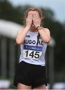 29 August 2020; Ruth Monaghan of Sligo AC, reacts after finishing second in the Women's 5000m Walk event during day three of the Irish Life Health National Senior and U23 Athletics Championships at Morton Stadium in Santry, Dublin. Photo by Sam Barnes/Sportsfile
