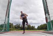 29 August 2020; Eoin Sheridan of Clonliffe Harriers AC, Dublin, on his way to finishing second in the Men's Discus event during day three of the Irish Life Health National Senior and U23 Athletics Championships at Morton Stadium in Santry, Dublin. Photo by Sam Barnes/Sportsfile