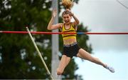 30 August 2020; Una Brice of Leevale AC, Cork, celebrates a clearance on her way to finishing second in the Women's Pole Vault event during day four of the Irish Life Health National Senior and U23 Athletics Championships at Morton Stadium in Santry, Dublin. Photo by Sam Barnes/Sportsfile