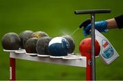 30 August 2020; Shot puts are sanitised by an official during day four of the Irish Life Health National Senior and U23 Athletics Championships at Morton Stadium in Santry, Dublin. Photo by Sam Barnes/Sportsfile