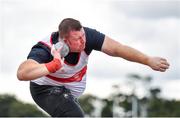 30 August 2020; Sean Breathnach of Galway City Harriers AC, competing in the Men's Shot Put event during day four of the Irish Life Health National Senior and U23 Athletics Championships at Morton Stadium in Santry, Dublin. Photo by Sam Barnes/Sportsfile