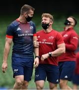30 August 2020; Chris Farrell, left, and Chris Cloete of Munster prior to the Guinness PRO14 Round 15 match between Munster and Connacht at the Aviva Stadium in Dublin. Photo by Brendan Moran/Sportsfile