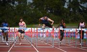 30 August 2020; Gerard O'Donnell of Carrick-on-Shannon AC, Leitrim, clears the final hurdle on his way to winning the Men's 110m Hurdles event during day four of the Irish Life Health National Senior and U23 Athletics Championships at Morton Stadium in Santry, Dublin. Photo by Sam Barnes/Sportsfile