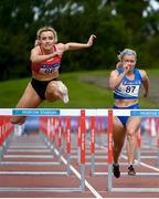 30 August 2020; Sarah Quinn of St. Colmans South Mayo AC, left, on her way to winning the Women's 100m Hurdles  event during day four of the Irish Life Health National Senior and U23 Athletics Championships at Morton Stadium in Santry, Dublin. Photo by Sam Barnes/Sportsfile
