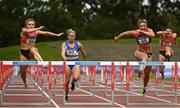 30 August 2020; Sarah Quinn of St. Colmans South Mayo AC, left, on her way to winning the Women's 100m Hurdles, ahead of Lilly-Ann O'Hora of Dooneen AC, Limerick, second from right, who finished second, during day four of the Irish Life Health National Senior and U23 Athletics Championships at Morton Stadium in Santry, Dublin. Photo by Sam Barnes/Sportsfile