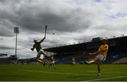 30 August 2020; Ciaran Connolly of Loughmore - Castleiney blocks a clearance by Declan O'Dwyer of Clonoulty Rossmore during the Tipperary County Senior Hurling Championships Quarter-Final match between Clonoulty/Rossmore and Loughmore-Castleiney at Semple Stadium in Thurles, Tipperary. Photo by Harry Murphy/Sportsfile