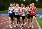 30 August 2020; Harry Purcell of Trim AC, Meath, centre, leads the field first time around whilst competing in the Men's 800m event during day four of the Irish Life Health National Senior and U23 Athletics Championships at Morton Stadium in Santry, Dublin. Photo by Sam Barnes/Sportsfile