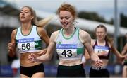 30 August 2020; Iseult O'Donnell of Raheny Shamrock AC, Dublin, after winning the Women's 800m event during day four of the Irish Life Health National Senior and U23 Athletics Championships at Morton Stadium in Santry, Dublin. Photo by Sam Barnes/Sportsfile