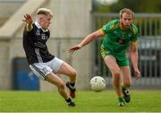 30 August 2020; Ronan McKeown of Magheracloone in action against James Conlon of Carrickmacross during the Monaghan County Senior Football Championship Quarter-Final match between Carrickmacross Emmets and Magheracloone at Inniskeen Grattans GAA Club in Inniskeen, Monaghan. Photo by Philip Fitzpatrick/Sportsfile