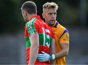 30 August 2020; Jonny Cooper of Na Fianna marks Dean Rock of Ballymun Kickhams during the Dublin County Senior Football Championship Quarter-Final match between Ballymun Kickhams and Na Fianna at Parnell Park in Dublin. Photo by Piaras Ó Mídheach/Sportsfile