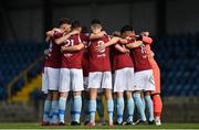 30 August 2020; Cobh players huddle ahead of the Extra.ie FAI Cup Second Round match between Cobh Ramblers and Dundalk at St Colman's Park in Cobh, Cork. Photo by Eóin Noonan/Sportsfile