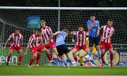30 August 2020; Paul Doyle of UCD shoots to score his side's first goal during the Extra.ie FAI Cup Second Round match between UCD and Sligo Rovers at UCD Bowl in Belfield, Dublin. Photo by Stephen McCarthy/Sportsfile