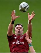 30 August 2020; Billy Holland of Munster wins possession in the lineout during the Guinness PRO14 Round 15 match between Munster and Connacht at the Aviva Stadium in Dublin. Photo by Ramsey Cardy/Sportsfile