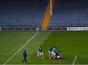 30 August 2020; Drom and Inch players celebrate in front of the empty stand following the Tipperary County Senior Hurling Championships Quarter-Final match between Borris-Ileigh and Drom and Inch at Semple Stadium in Thurles, Tipperary. Photo by Harry Murphy/Sportsfile