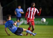 30 August 2020; Junior Ogedi-Uzokwe of Sligo Rovers in action against Harry McEvoy of UCD during the Extra.ie FAI Cup Second Round match between UCD and Sligo Rovers at UCD Bowl in Belfield, Dublin. Photo by Stephen McCarthy/Sportsfile