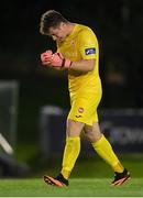 30 August 2020; Sligo Rovers goalkeeper Ed McGinty celebrates his side's third goal during the Extra.ie FAI Cup Second Round match between UCD and Sligo Rovers at UCD Bowl in Belfield, Dublin. Photo by Stephen McCarthy/Sportsfile