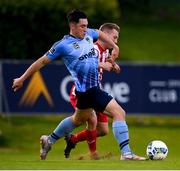 30 August 2020; Liam Kerrigan of UCD in action against Jesse Devers of Sligo Rovers during the Extra.ie FAI Cup Second Round match between UCD and Sligo Rovers at UCD Bowl in Belfield, Dublin. Photo by Stephen McCarthy/Sportsfile