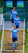 30 August 2020; UCD captain Jack Keaney leads his side out prior to the Extra.ie FAI Cup Second Round match between UCD and Sligo Rovers at UCD Bowl in Belfield, Dublin. Photo by Stephen McCarthy/Sportsfile