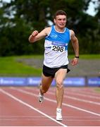30 August 2020; Marcus Lawler of St. Laurence O'Toole AC, Carlow, crosses the line to win the Men's 200m during day four of the Irish Life Health National Senior and U23 Athletics Championships at Morton Stadium in Santry, Dublin. Photo by Sam Barnes/Sportsfile