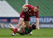 30 August 2020; Rory Scannell of Munster is tackled by Sammy Arnold of Connacht during the Guinness PRO14 Round 15 match between Munster and Connacht at the Aviva Stadium in Dublin. Photo by Brendan Moran/Sportsfile