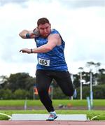 30 August 2020; John Kelly of Finn Valley AC, Donegal, competing in the Men's Shot put event during day four of the Irish Life Health National Senior and U23 Athletics Championships at Morton Stadium in Santry, Dublin. Photo by Sam Barnes/Sportsfile