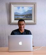 31 August 2020; Adam Idah during a Republic of Ireland virtual press conference with media at their team hotel in Castleknock, Dublin. Photo by Stephen McCarthy/Sportsfile