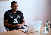 31 August 2020; Adam Idah during a Republic of Ireland virtual press conference with media at their team hotel in Castleknock, Dublin. Photo by Stephen McCarthy/Sportsfile