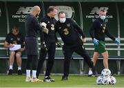 31 August 2020; Republic of Ireland goalkeeping coach Alan Kelly and kitman Mal Slattery, right, during a Republic of Ireland training session at the FAI National Training Centre in Abbotstown, Dublin. Photo by Stephen McCarthy/Sportsfile