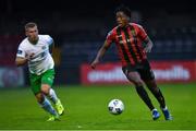 31 August 2020; Promise Omochere of Bohemians gets past Lloyd Buckley of Cabinteely during the Extra.ie FAI Cup Second Round match between Bohemians and Cabinteely at Dalymount Park in Dublin. Photo by Piaras Ó Mídheach/Sportsfile