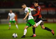 31 August 2020; Kieran Marty Waters of Cabinteely in action against Dawson Devoy of Bohemians during the Extra.ie FAI Cup Second Round match between Bohemians and Cabinteely at Dalymount Park in Dublin. Photo by Piaras Ó Mídheach/Sportsfile