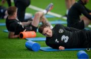 1 September 2020; Jayson Molumby during an activation session prior to Republic of Ireland training session at the Sport Ireland National Indoor Arena in Dublin. Photo by Stephen McCarthy/Sportsfile