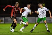 31 August 2020; Kris Twardek of Bohemians in action against Mitchell Byrne, centre, and Paul Fox of Cabinteely during the Extra.ie FAI Cup Second Round match between Bohemians and Cabinteely at Dalymount Park in Dublin. Photo by Piaras Ó Mídheach/Sportsfile
